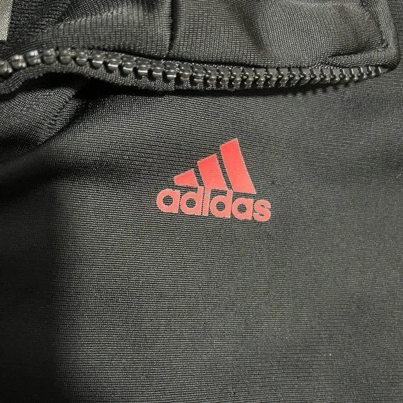 Adidas Kid’s Black Jacket with Red Stripes Size 14/16 - Picture 3 of 5